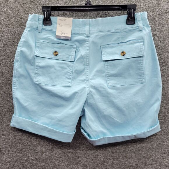 Style & Co Shorts Women's 10P Aqua Blue Rolled Cuff Bermuda - Picture 4 of 14